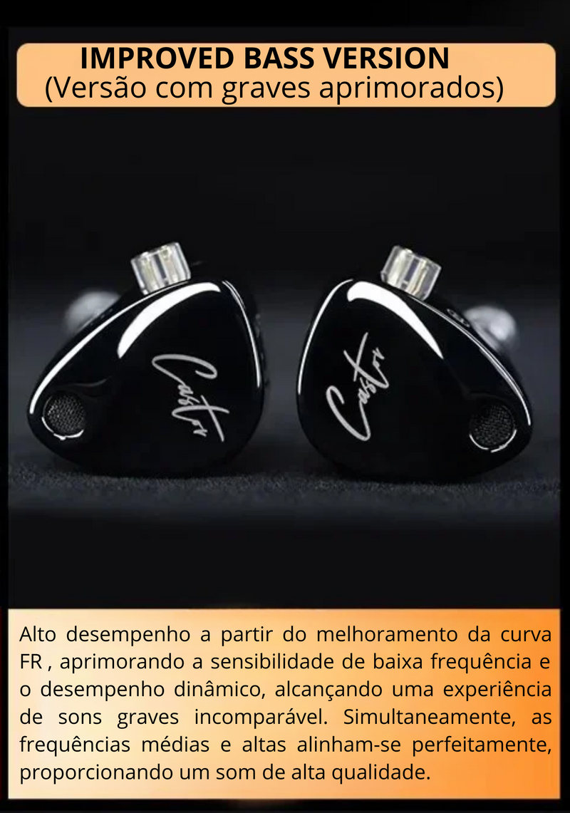 Fone de ouvido KZ Castor  com alta perfomance em frequências médias, agudas (altas) e graves (baixas) com chaveamento de graves, médios e agudos em 4 drives de ajuste Hi-Fi