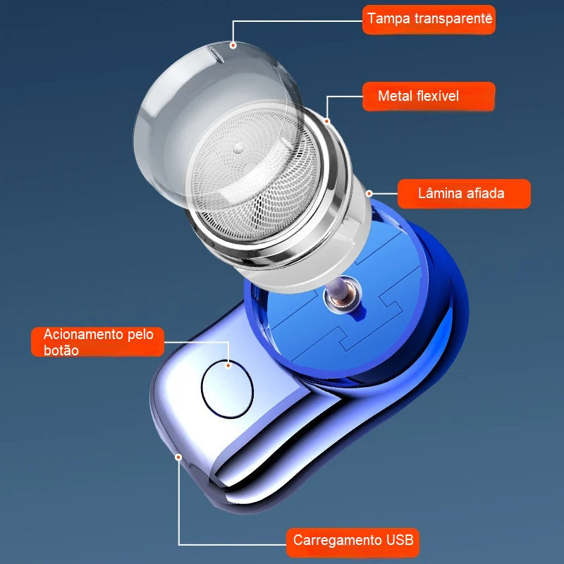 Mini barbeador elétrico portátil USB